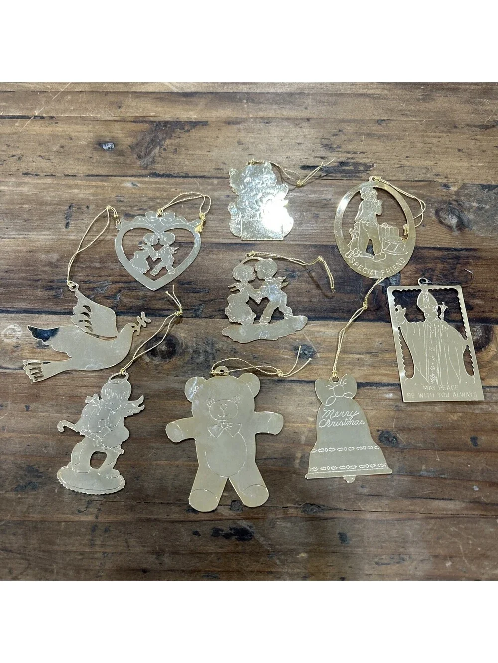 Christmas Gloria Duchin Gold Tone Ornaments 1980’s (9 In Lot)